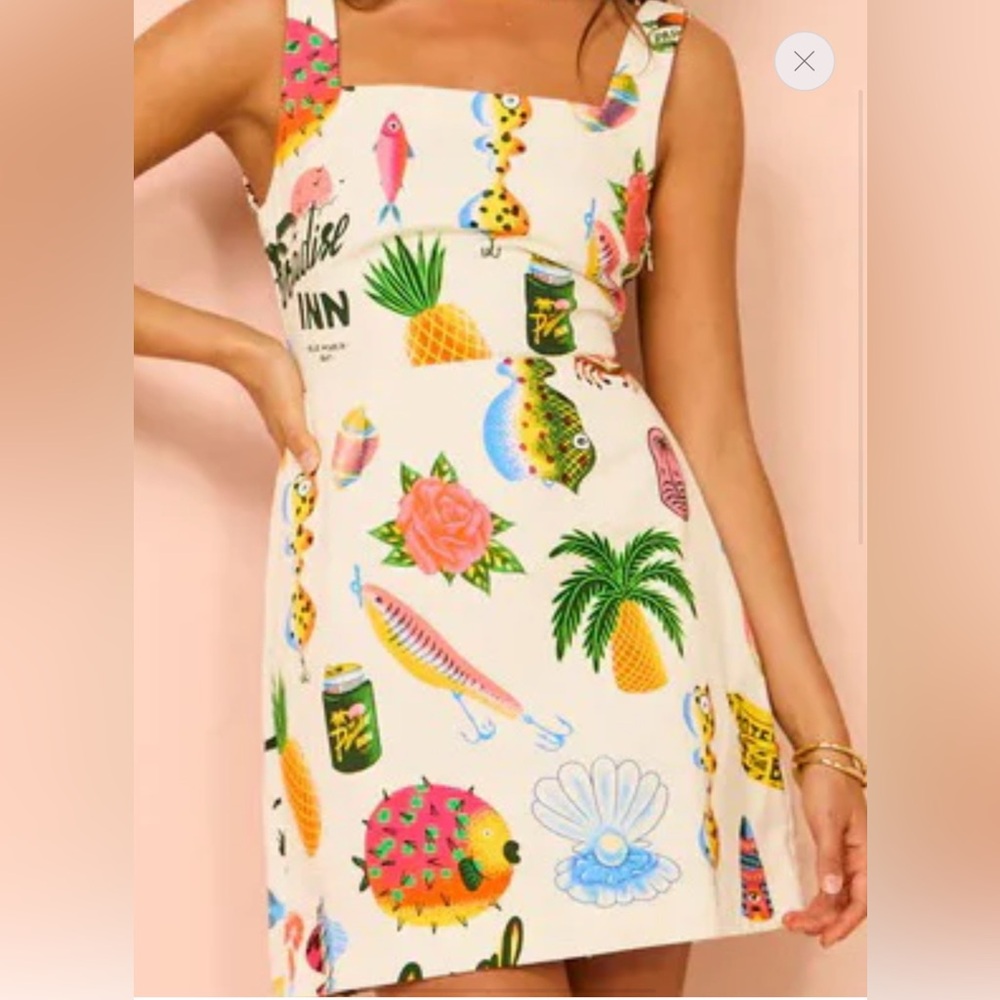 NWOT Tropical Print Tie Back Dress